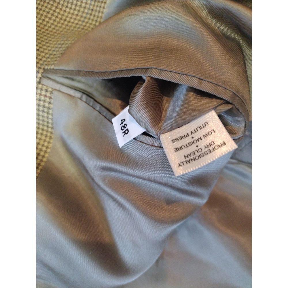 Hart Schaffner Marx Mens 48R Modern Blazer Jacket Coat Olive Plaid Check‎ Wool - Picture 6 of 10